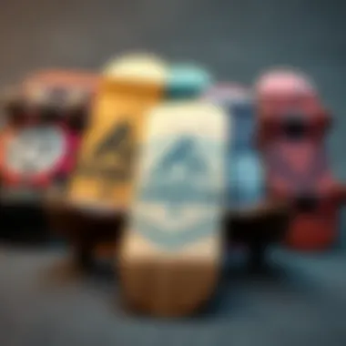 A creative arrangement of various penny board decks