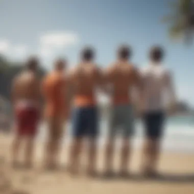 Group of friends enjoying a beach day in Quiksilver outfits