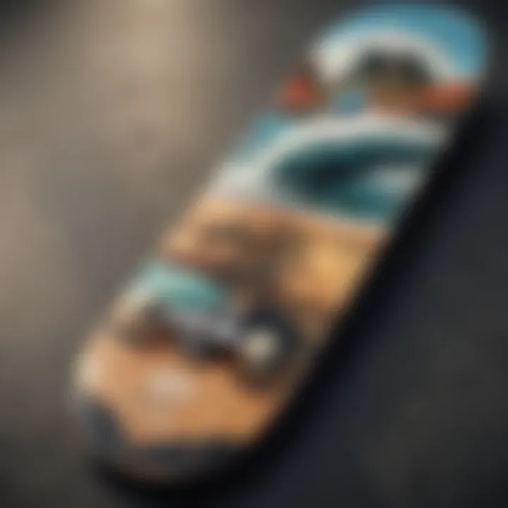 Skateboard deck featuring Quiksilver graphics