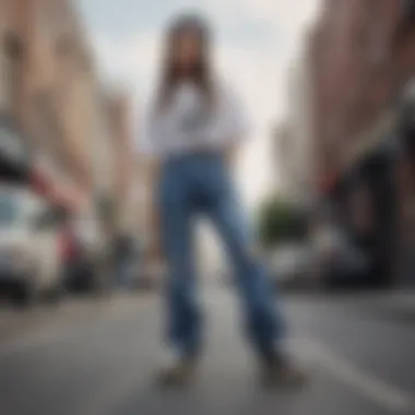 A group of skateboarders wearing Ragged Priest jeans in an urban setting.