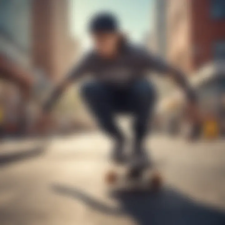 A group of diverse skaters expressing their individuality in a public space