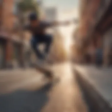 Urban Skateboarding Energy A vibrant skateboarding scene showcasing the energy of urban culture