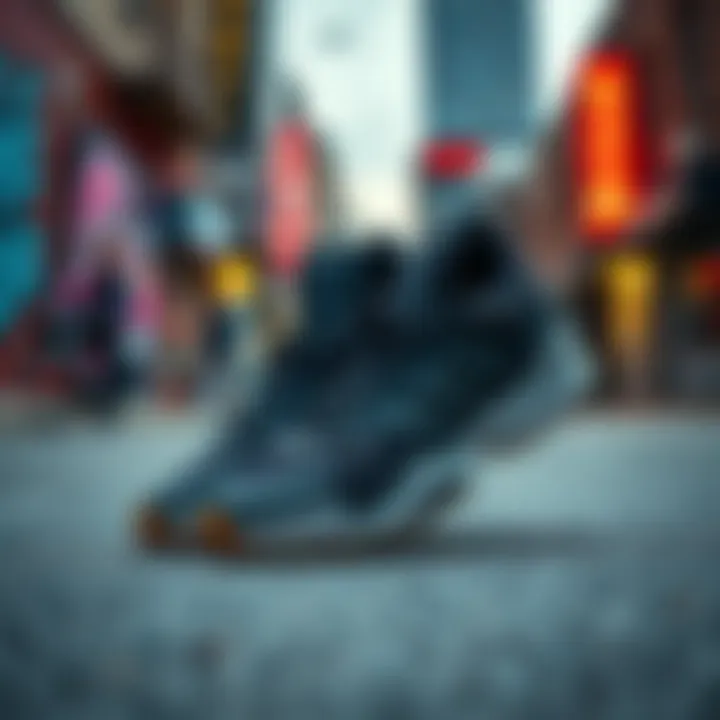 Run Star Motion sneakers displayed against a vibrant urban backdrop