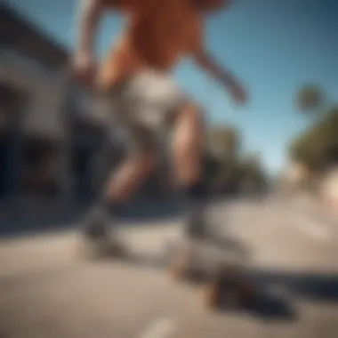 Skateboarder wearing Salty Crew Drifter Hybrid Shorts in action