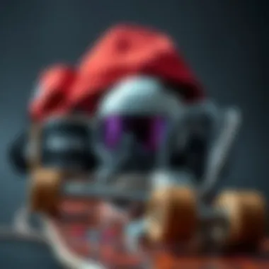 Detailed view of skateboarding gear and accessories