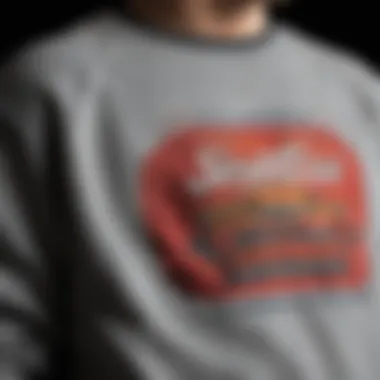 Close-up of the material construction of a Santa Cruz sweatshirt