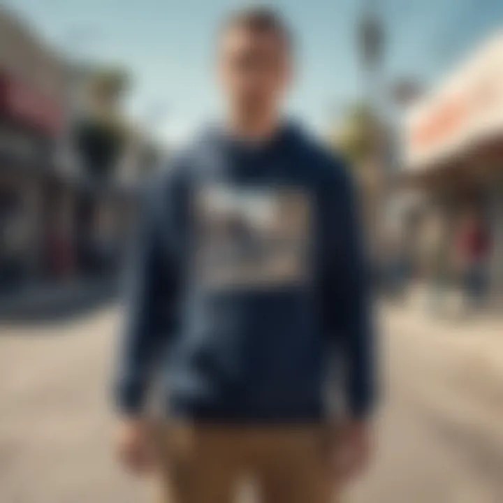 Skateboarder wearing Santa Cruz sweatshirt in an urban setting