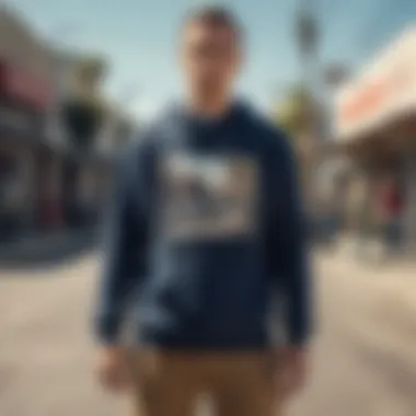 Urban Skateboarder in Santa Cruz Sweatshirt Skateboarder wearing Santa Cruz sweatshirt in an urban setting
