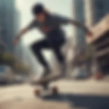 A skateboarder performing tricks with the right truck size.