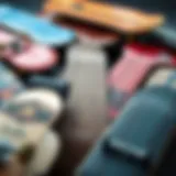 An array of skateboard decks showcasing various shapes and sizes