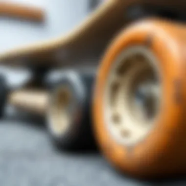 Close-up of skateboard wheels highlighting different types
