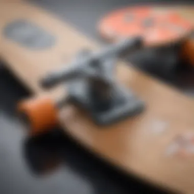 Close-up of skateboard components highlighting quality and durability