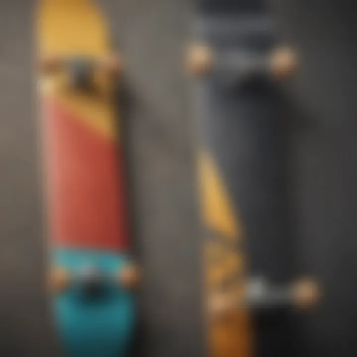 Visual comparison of different skateboard shapes emphasizing functional design.