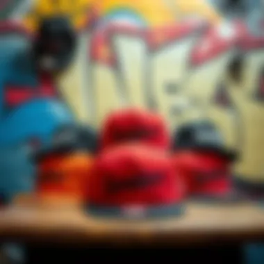 An artistic representation of Sendero hats displayed against a vibrant graffiti background