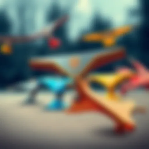 Illustration of various skate truck designs showcasing unique features.