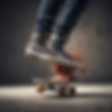 Skateboarder showcasing unique footwear in action