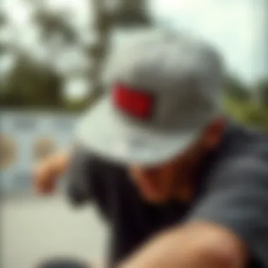 Skateboarder wearing Brixton Brand hat during a skate session