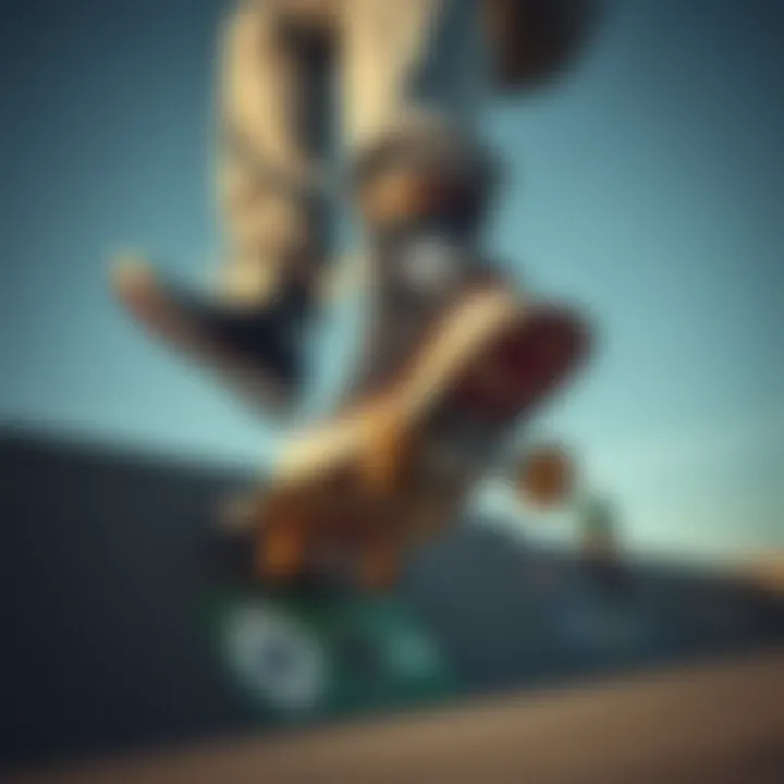 Dynamic Skateboarding Action with Converse High Tops Skateboarder Performing Trick in Converse High Tops