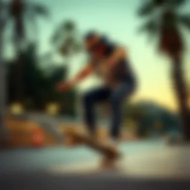 A skateboarder performing a trick while sporting a Sendero hat