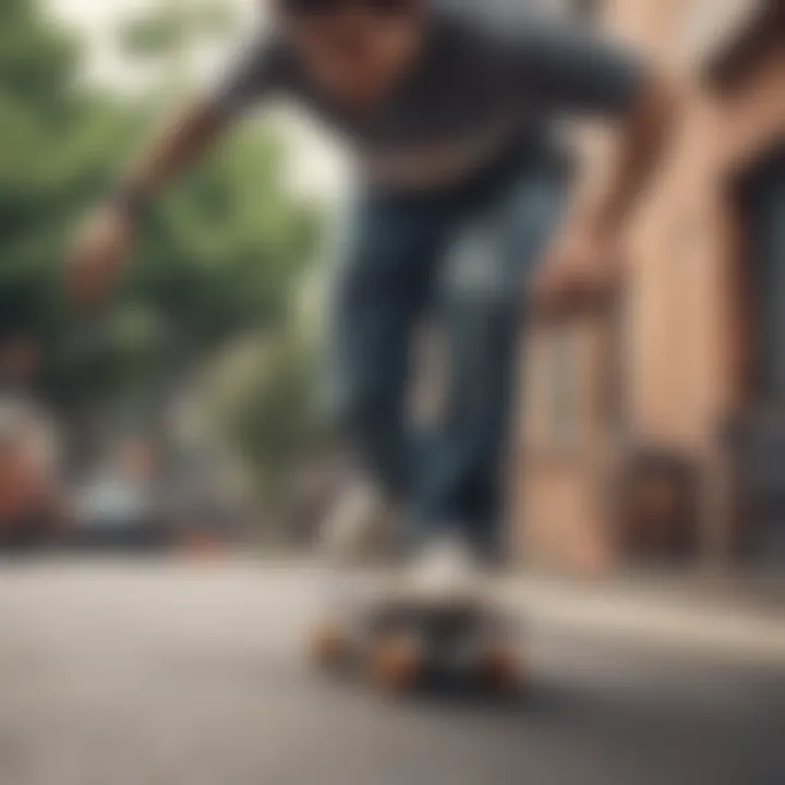 A skateboarder performing tricks, with emphasis on the custom grip tape enhancing performance.