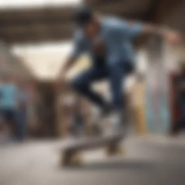 Skateboarder performing tricks in Vans shoes