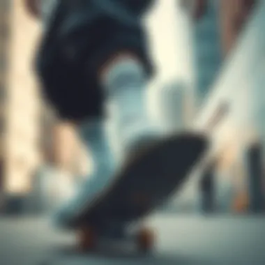 Urban Vibes: Stance Socks in Action Skateboarder wearing Stance socks in an urban setting