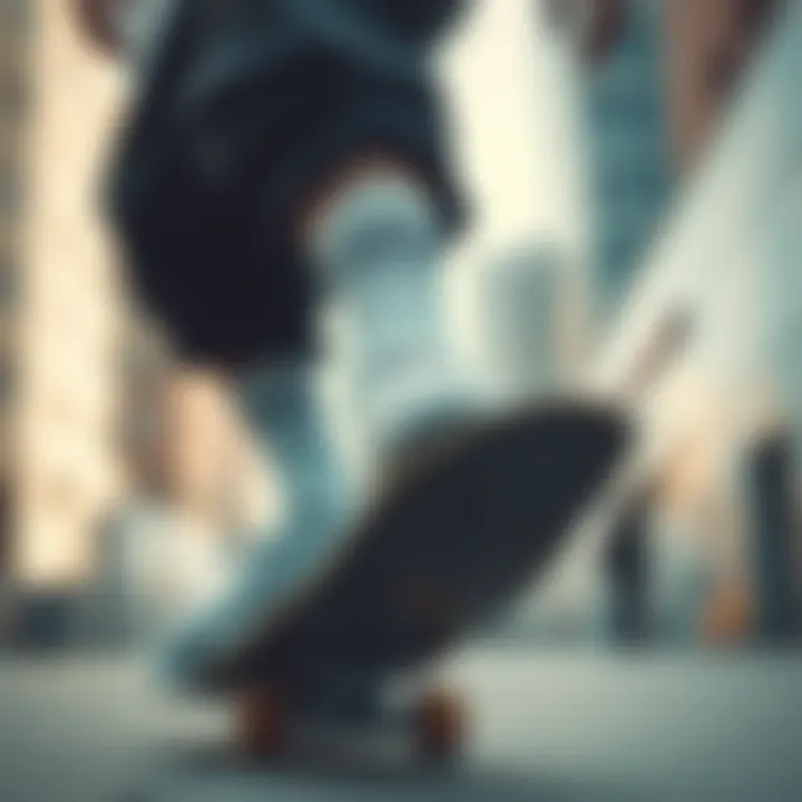 Urban Vibes: Stance Socks in Action Skateboarder wearing Stance socks in an urban setting