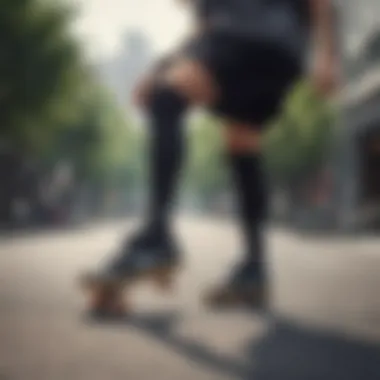 Skater wearing black Nike socks in action