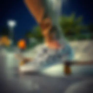 Skater wearing Vans checkered sneakers at a skate park