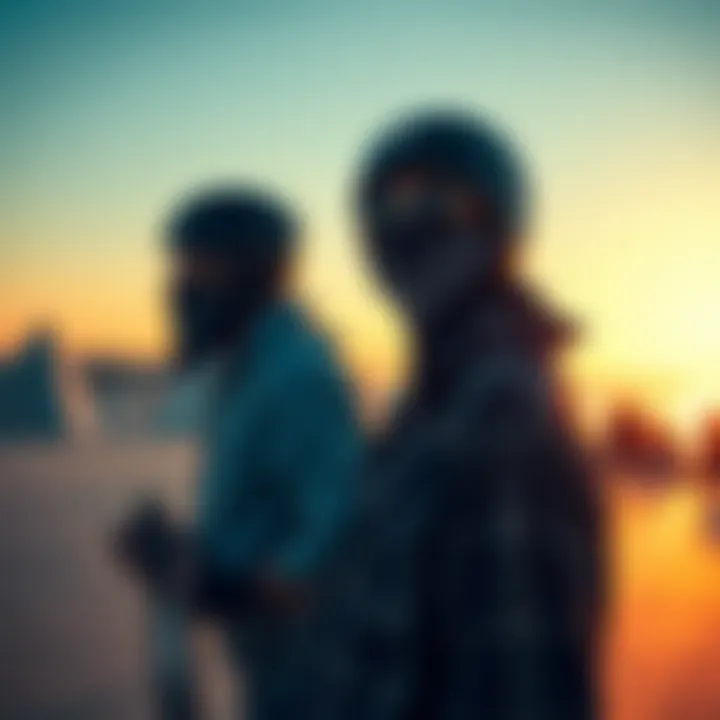 Skaters wearing black bandana Vans