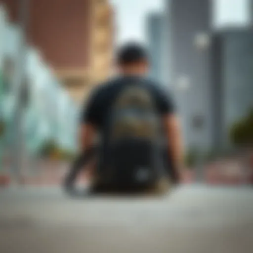 Stylish sling over shoulder bag showcased in urban setting