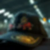 Close-up of a stylish streetwear baseball cap showcasing intricate embroidery
