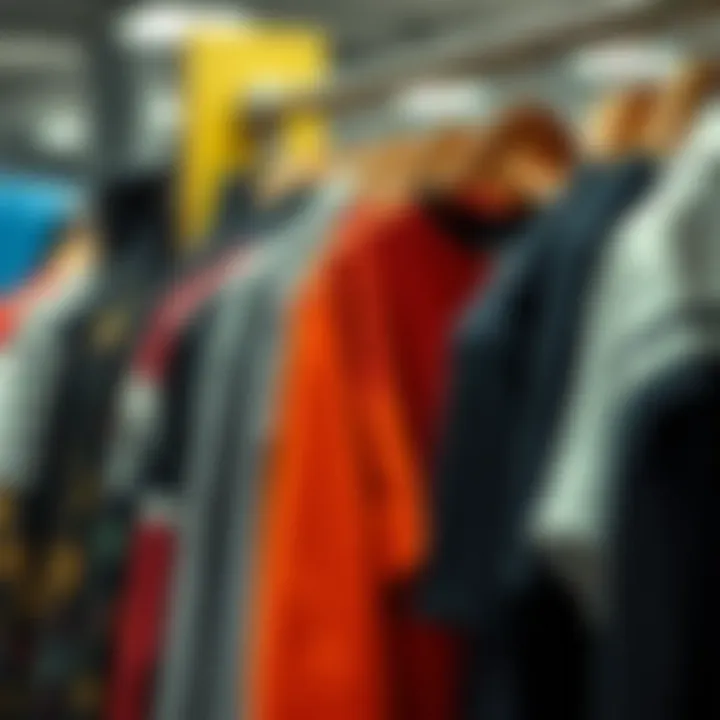 Diverse range of swag clothing styles displayed on hangers