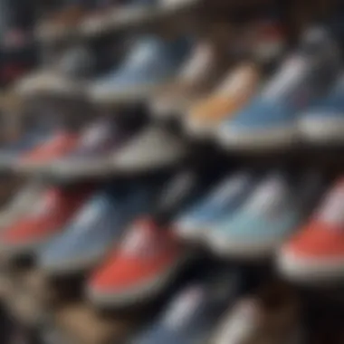 A historical display showcasing the evolution of Vans shoes