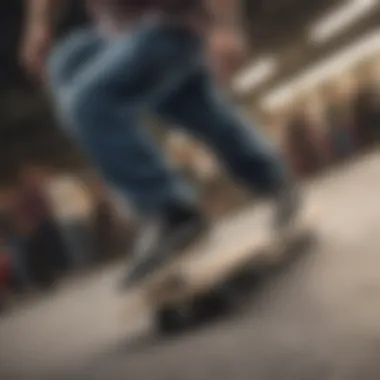 Skateboarder using check Vans in action