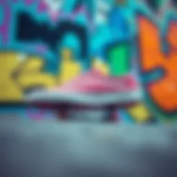 Stylish pink Vans against a vibrant graffiti background