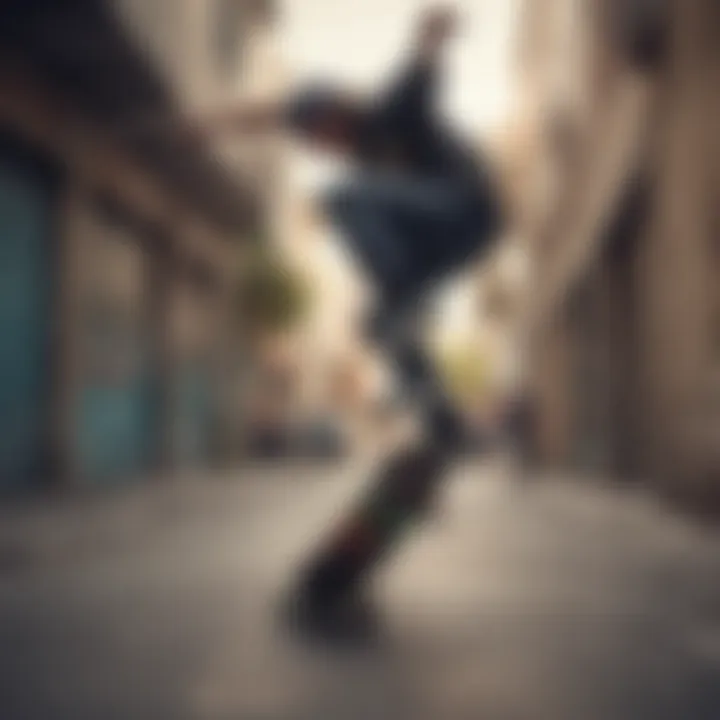 Skateboarder performing a trick in an urban environment