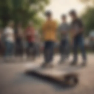Community Connections in Skate Culture Group of skateboarders sharing experiences and stories