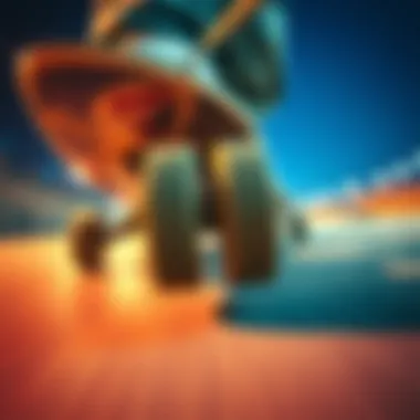 Close-Up of Wheels in Action Close-up of skateboard wheels during a power slide