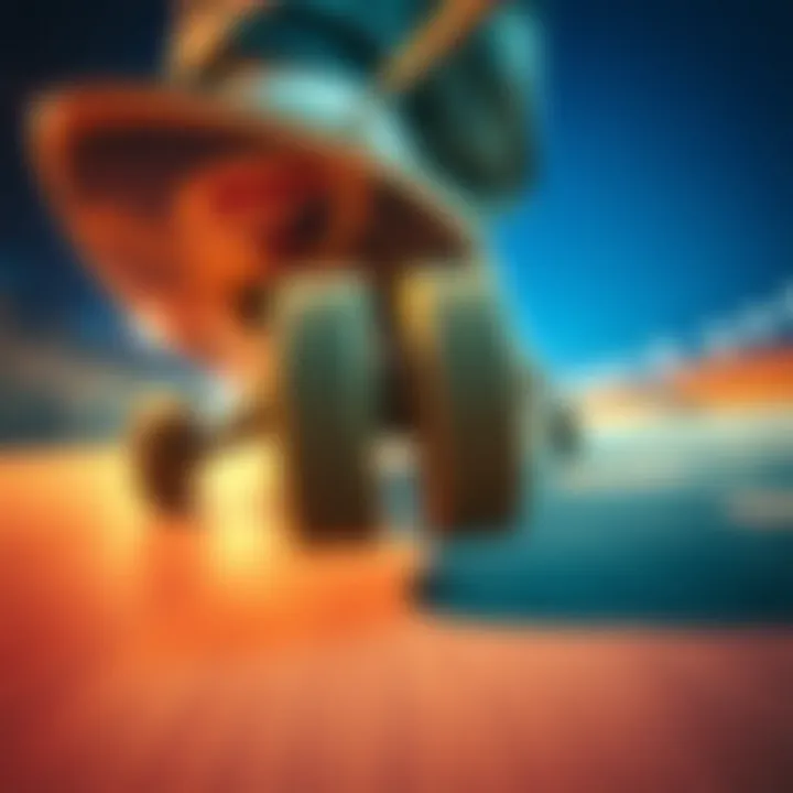 Close-Up of Wheels in Action Close-up of skateboard wheels during a power slide