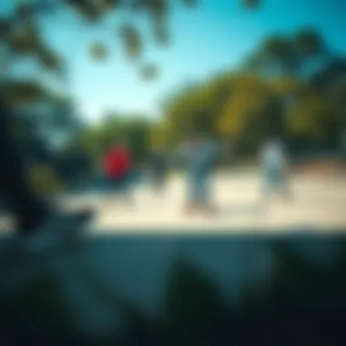 Skateboarders Practicing Power Slides Group of skateboarders practicing power slides in a park