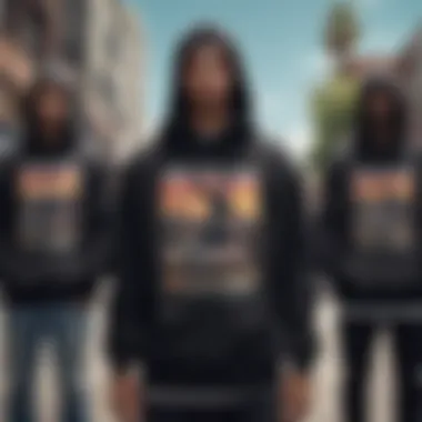 A group of skateboarders showcasing diverse styles, all wearing the black dream hoodie