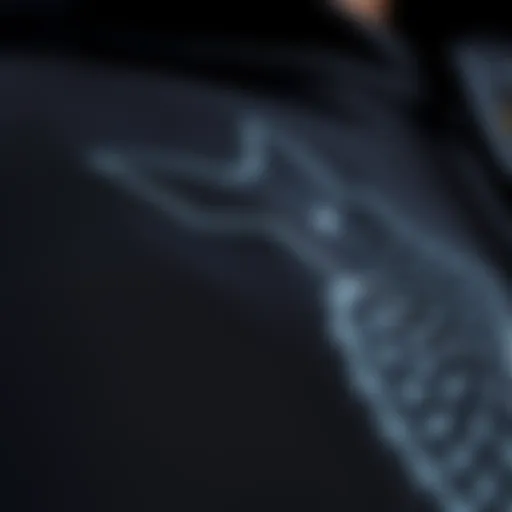 Close-up of the black fox hoodie fabric