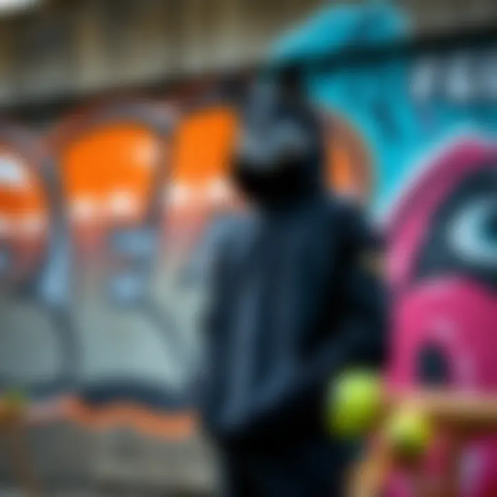 Stylish black fox hoodie displayed against a graffiti wall