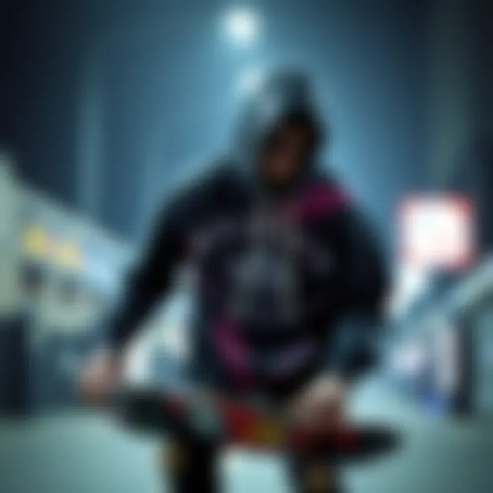 Artistic Representation of Skate Culture An artistic depiction of skateboard culture intertwined with fashion elements