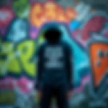 Hoodie Against Graffiti A vibrant graffiti wall as a backdrop for the Broken Promises hoodie