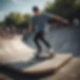 Dynamic view of skaters showcasing tricks on a mini ramp