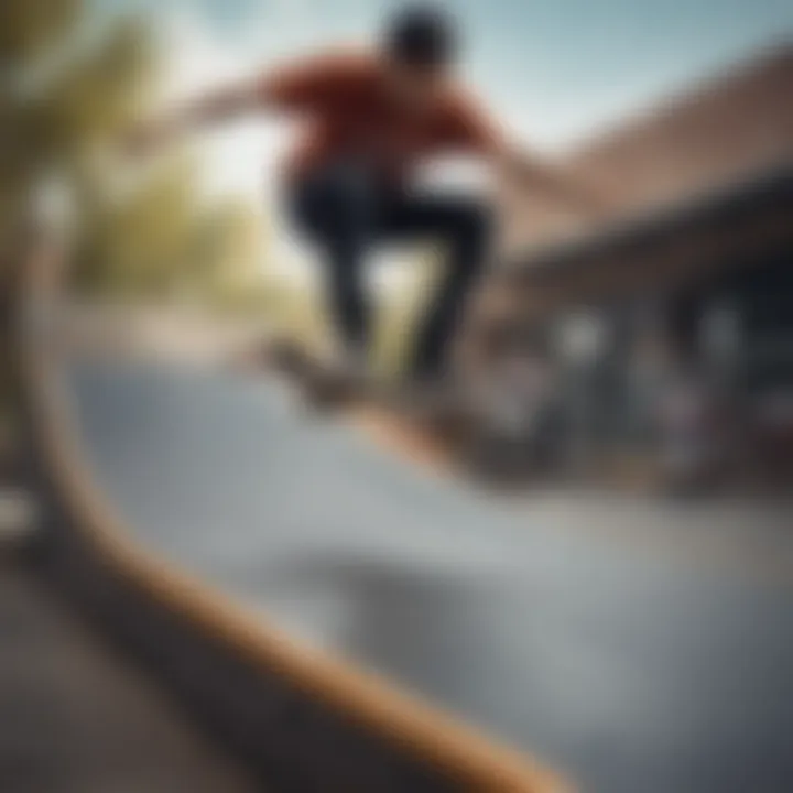 Skater practicing skills and tricks on a mini ramp