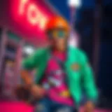 Vibrant skate clothing showcasing happy colors and designs