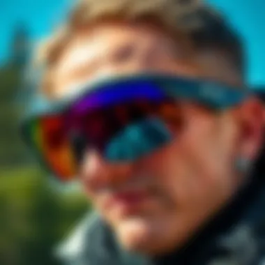 High-Performance Sport Shades A close-up of high-performance sport shades designed for skateboarding